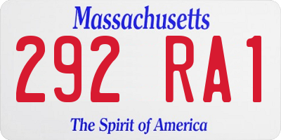 MA license plate 292RA1