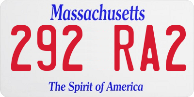 MA license plate 292RA2