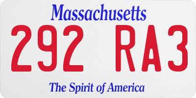 MA license plate 292RA3