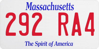 MA license plate 292RA4