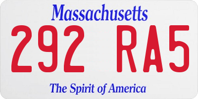MA license plate 292RA5