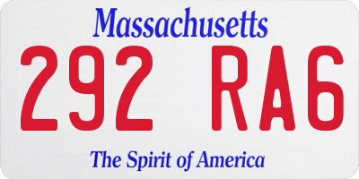 MA license plate 292RA6