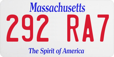 MA license plate 292RA7