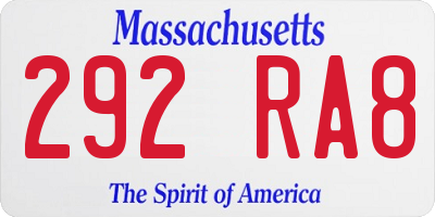 MA license plate 292RA8