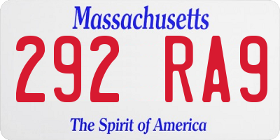 MA license plate 292RA9
