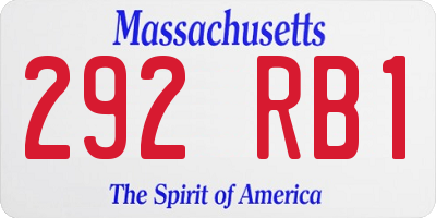 MA license plate 292RB1