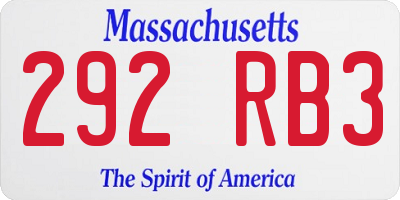 MA license plate 292RB3