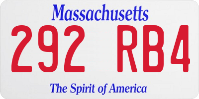 MA license plate 292RB4