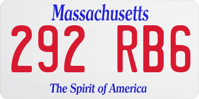MA license plate 292RB6