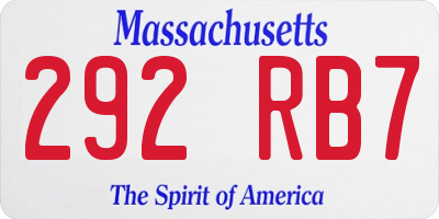MA license plate 292RB7