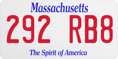 MA license plate 292RB8