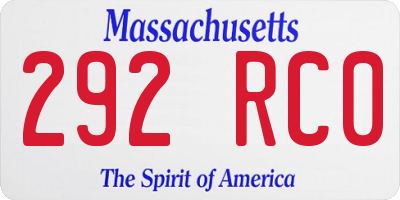 MA license plate 292RC0