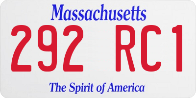 MA license plate 292RC1