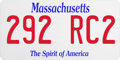 MA license plate 292RC2