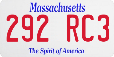 MA license plate 292RC3