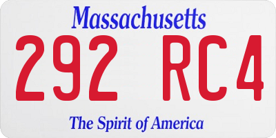MA license plate 292RC4