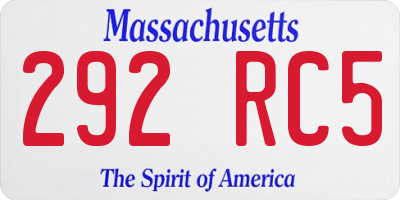 MA license plate 292RC5
