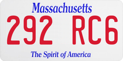 MA license plate 292RC6