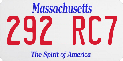 MA license plate 292RC7