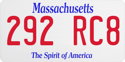 MA license plate 292RC8