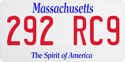 MA license plate 292RC9