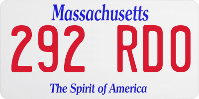 MA license plate 292RD0