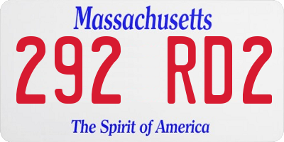 MA license plate 292RD2