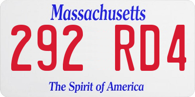 MA license plate 292RD4