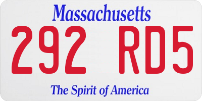 MA license plate 292RD5