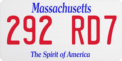 MA license plate 292RD7