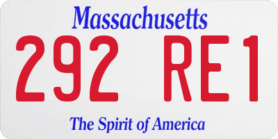 MA license plate 292RE1