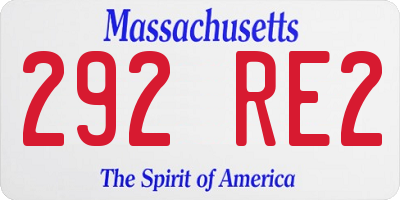 MA license plate 292RE2