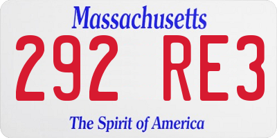 MA license plate 292RE3