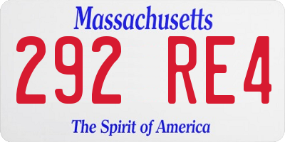 MA license plate 292RE4