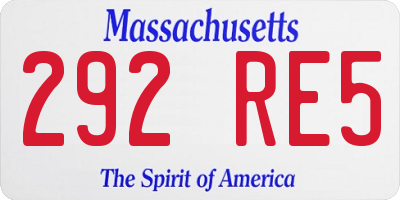 MA license plate 292RE5