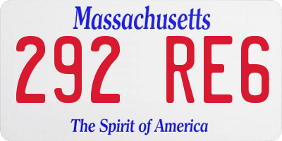MA license plate 292RE6