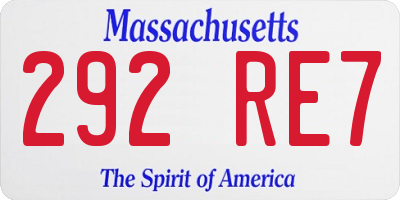 MA license plate 292RE7