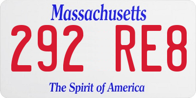 MA license plate 292RE8