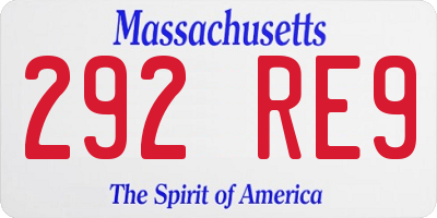 MA license plate 292RE9