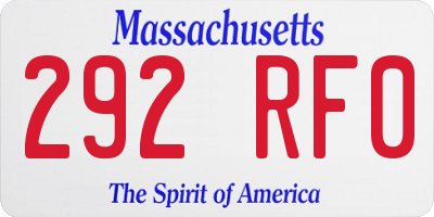 MA license plate 292RF0