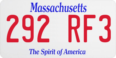 MA license plate 292RF3