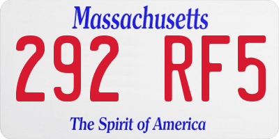 MA license plate 292RF5