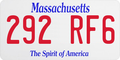 MA license plate 292RF6