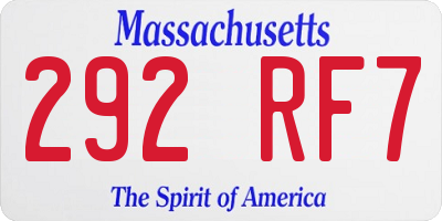 MA license plate 292RF7