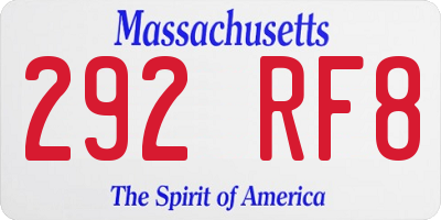 MA license plate 292RF8