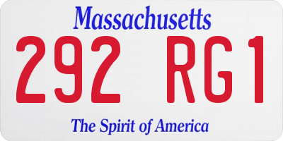 MA license plate 292RG1
