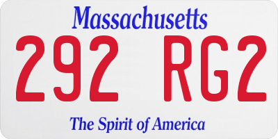 MA license plate 292RG2