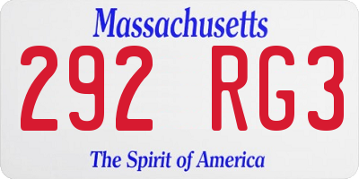 MA license plate 292RG3