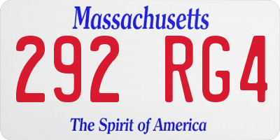 MA license plate 292RG4