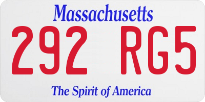 MA license plate 292RG5